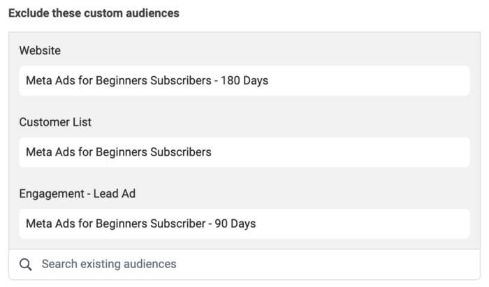 Custom Audience Exclusions